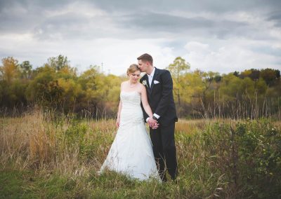 bride and groom on stormy day minneapolis